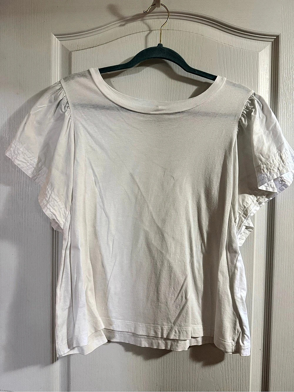 Old Navy Flutter-Sleeve Paneled T-Shirt White